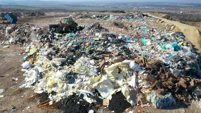 Great dump in Czech Republic. Plastic bottles, bags and other packaging. Waste management in Eastern Europe.