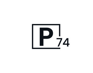 P74, 74P Initial letter logo