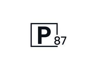 P87, 87P Initial letter logo