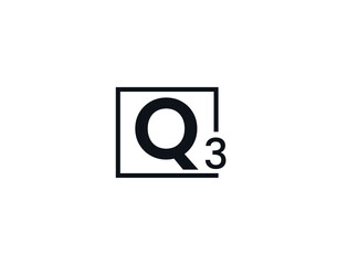 Q3, 3Q Initial letter logo