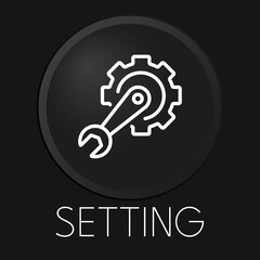 Setting minimal vector line icon on 3D button isolated on black background. Premium Vector.