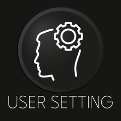 User setting minimal vector line icon on 3D button isolated on black background. Premium Vector.