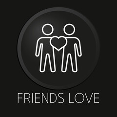 Friends love minimal vector line icon on 3D button isolated on black background. Premium Vector.