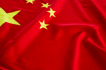 Closeup of Chinese waving flag