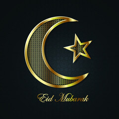Eid Mubarak vector background with shiny Moon and stars
