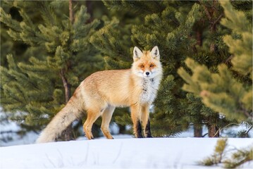 Fototapeta premium red fox in snow