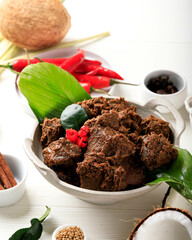 Rendang Padang. Spicy beef stew from Padang, Indonesia. The popular Indonesian traditional food