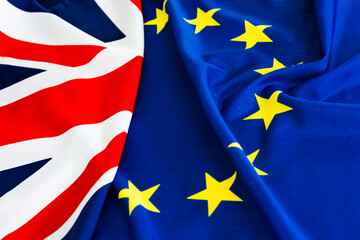 Flags of Great Britain and European Union together
