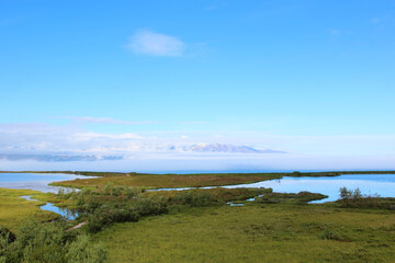 Island - Landschaft Skjalfandibucht mit Flateyjarskagi / Iceland - Landscape Skjalfandi Bay with Flateyjarskagi /
