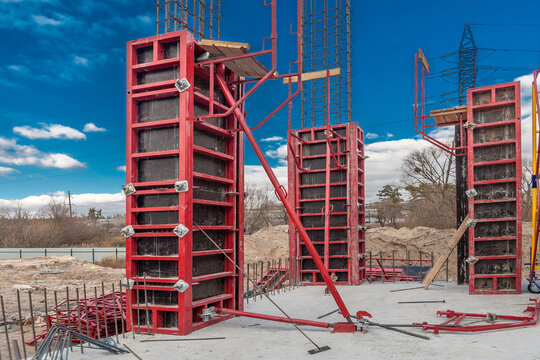 Panel formwork at the construction of a residential building.