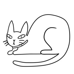 Cute cartoon black cat isolated on white background. Halloween