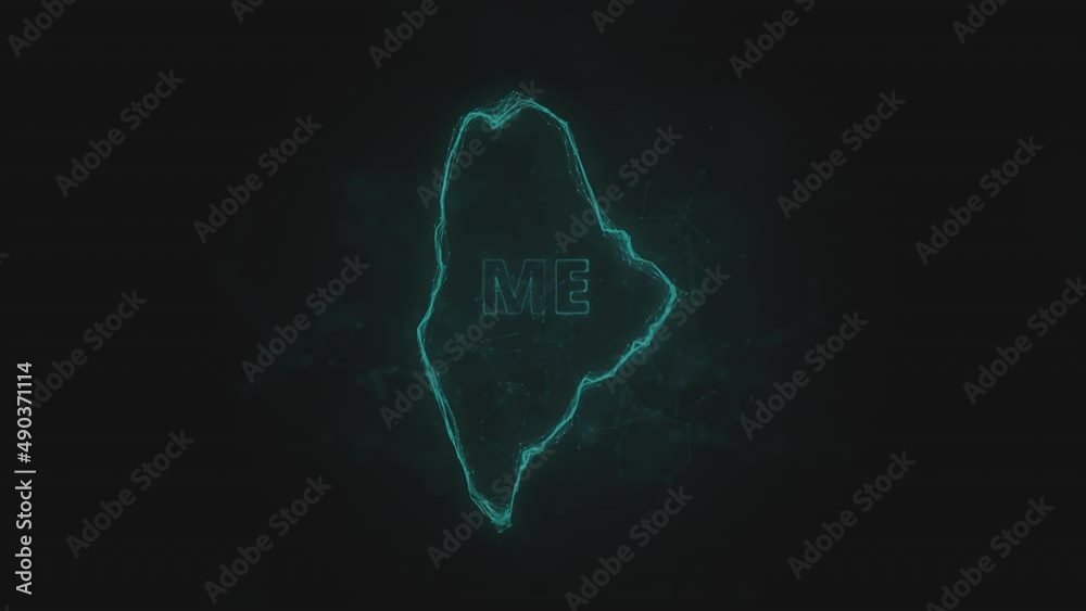 Poster Plexus flat map showing the state of Maine from the United State of America on black background. USA. Plexus map of Maine