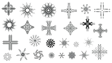 Big Set Black Collection Star Icons Sparkles Vector Symbols Shine Elements