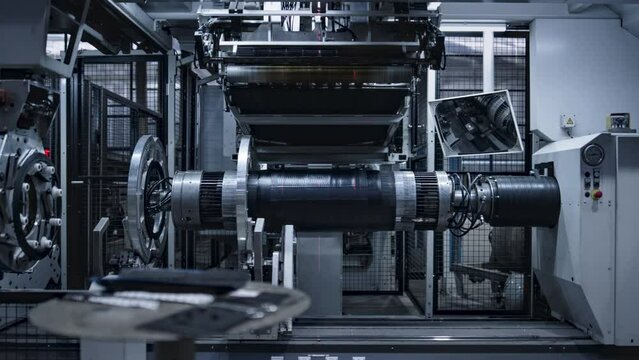 Technological tyre production machine making new rubber equipment at factory