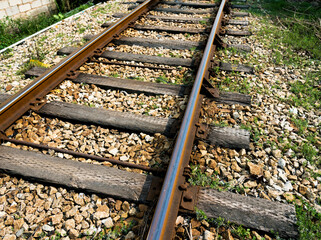 Naklejka premium Detail of railway line for train