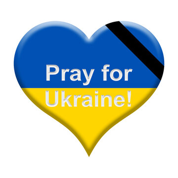 Herz Pray for Ukraine mit Trauerflor