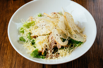 caesar salad with chicken . restaurant menu