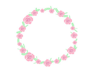 Wedding Mother's Day Valentine's day Birthday greeting card frame  template isolated on white Spring rose flowers leaves frame flowers wreath with green leaves Vector card poster or banner design