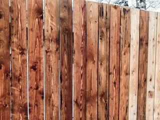Background of a wooden fence. Thin boards	