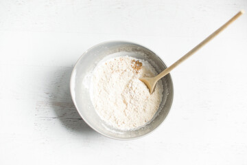 Bowl of flour for baking bread