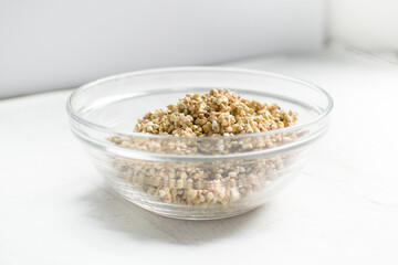 Bowl of quinoa in the kitchen