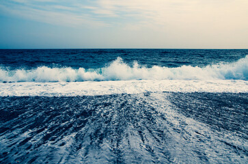 Seascape background. White marine foam