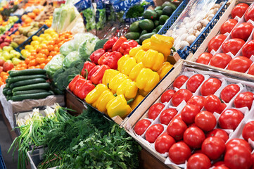 Assortment of fresh vegetables at market