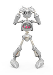 vintage robot cartoon saying oh no in white background