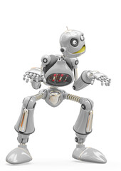 vintage robot cartoon doing a halloween pose in white background