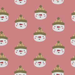 Seamless winter pattern with snowman. Creative holiday texture. Great for fabric, textile. Vector Illustration