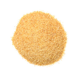 Heap of dried garlic on white background