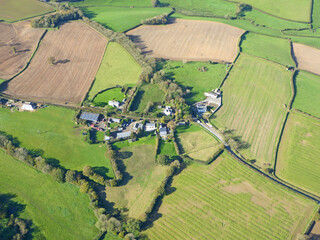 Aerial view of fields in Devon	