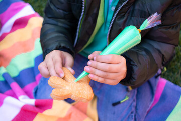 Niño decorando galleta 