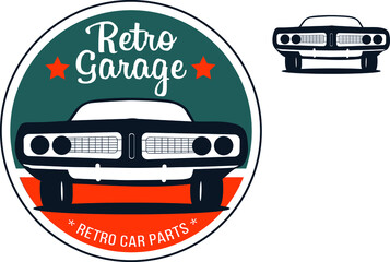 Retro Garage motor parts car logo design - obrazy, fototapety, plakaty