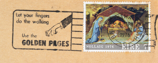 briefmarke stamp gestempelt used frankiert cancel vintage retro alt old weihnachten christmas...