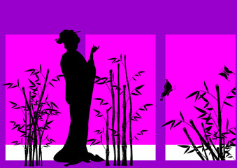 geisha girl silhouette background illustration in vector format