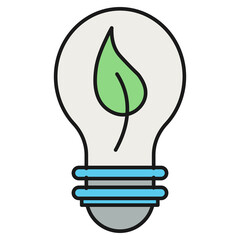 Light bulb with leaf ecological icon. Isolated