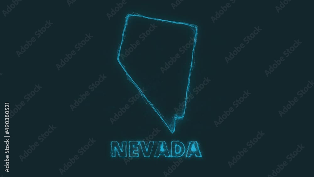 Poster Plexus flat map showing the state of Nevada from the United State of America on black background. USA. Plexus map of Nevada