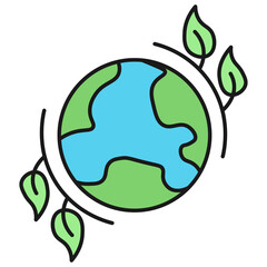 Planet Earth ecological icon. Isolated