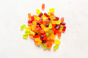 Sweet jelly bears on light background