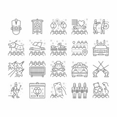 Parade Celebration Festival Event Icons Set Vector .