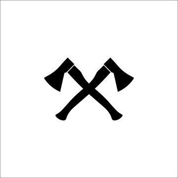 Axe logo icon design template elements. Crossed axe vector icon