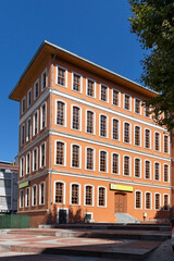 Building and street in Laleli district in city of Istanbul, Turkey