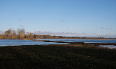 view of water on meadow during spring floods