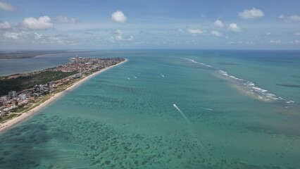 Obraz na płótnie Canvas Aerial view of Camboinha beach, Paraíba state, Brazilian Northeast