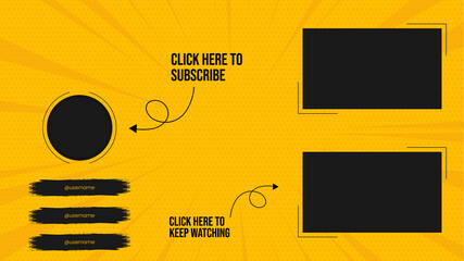 Youtube End Screen Template. Youtube Video Template, background, Outro Card, 
endscreen, banner, channel. Social media design.