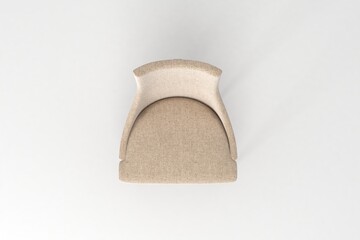 Top view, Modern Chair, minimal concept, Studio shot of stylish chair isolated on white background 3d rendering