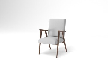 Perspective view, Modern Chair, minimal concept, Studio shot of stylish chair isolated on white background 3d rendering