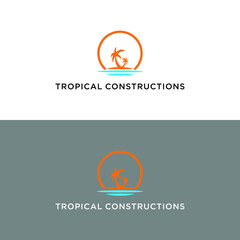  Tropical construction logo design creative idea inspiration