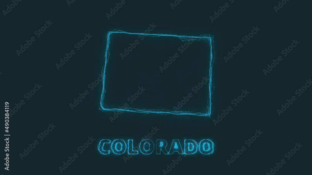 Poster Plexus flat map showing the state of Colorado from the United State of America on black background. USA. Plexus map of Colorado